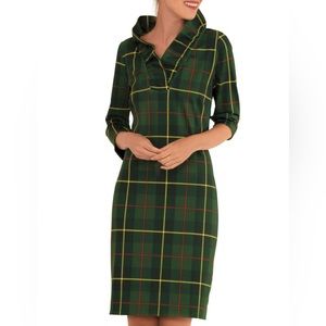 NWT Holiday Dress - Jersey Ruffneck Dress “Plaidly Cooper” - Gretchen Scott